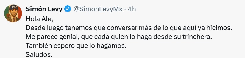 Simón Levy responde a Alessandra Rojo