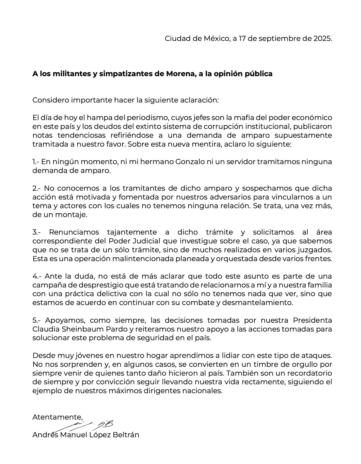 Comunicado Andy