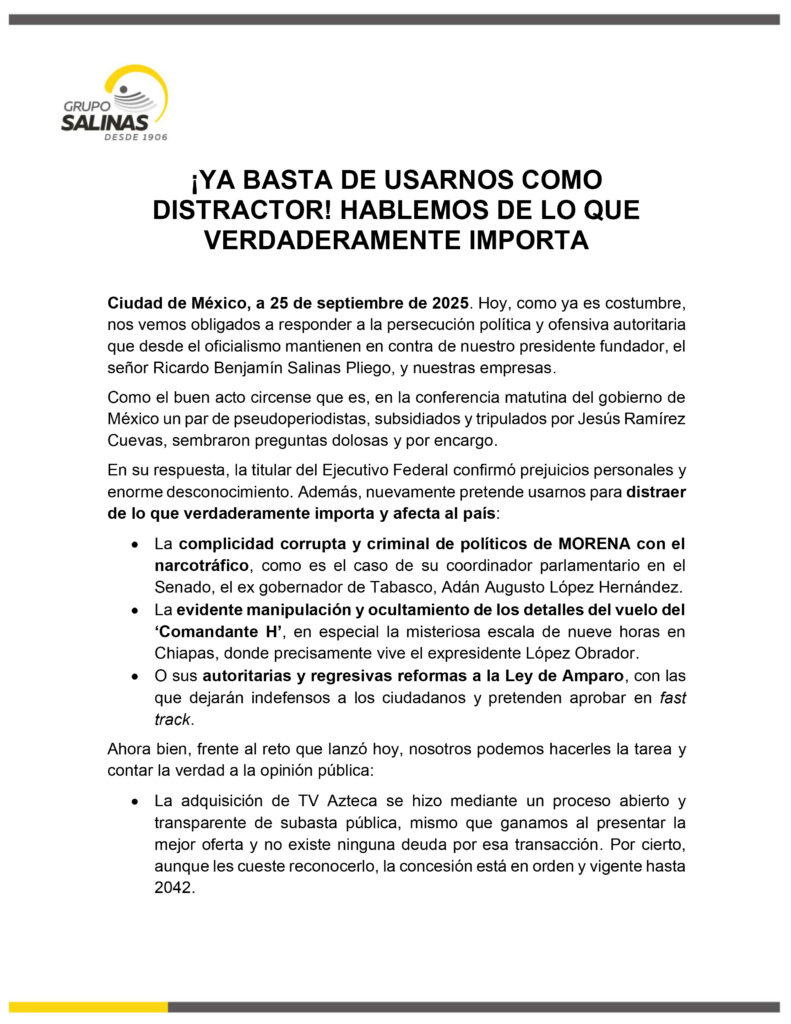 Comunicado Grupo Salinas