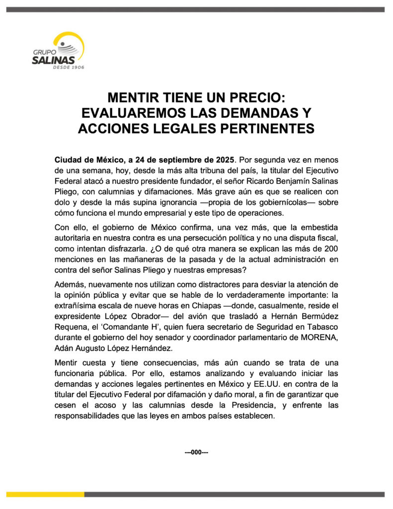 Comunicado de Grupo Salinas