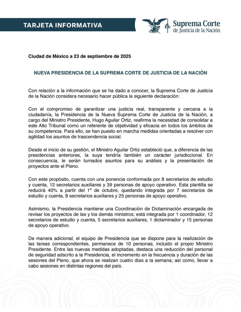 comunicado de Hugo Aguilar