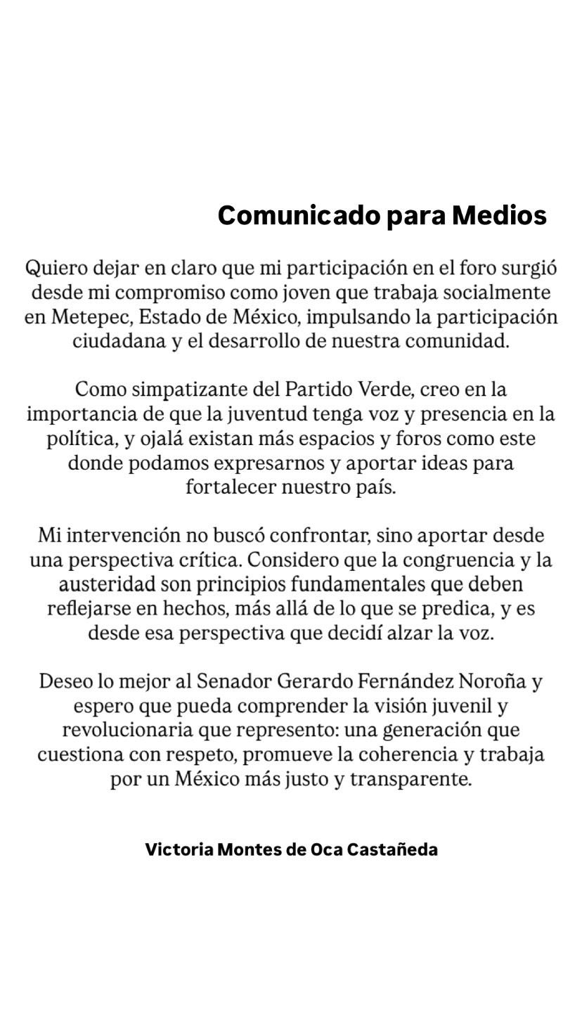 Comunicado de Victoria Montes