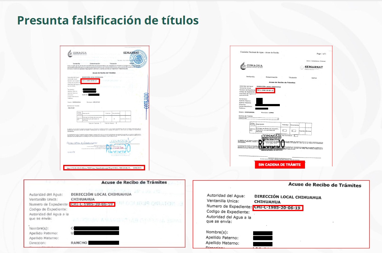 Falsificación de titulos de agua