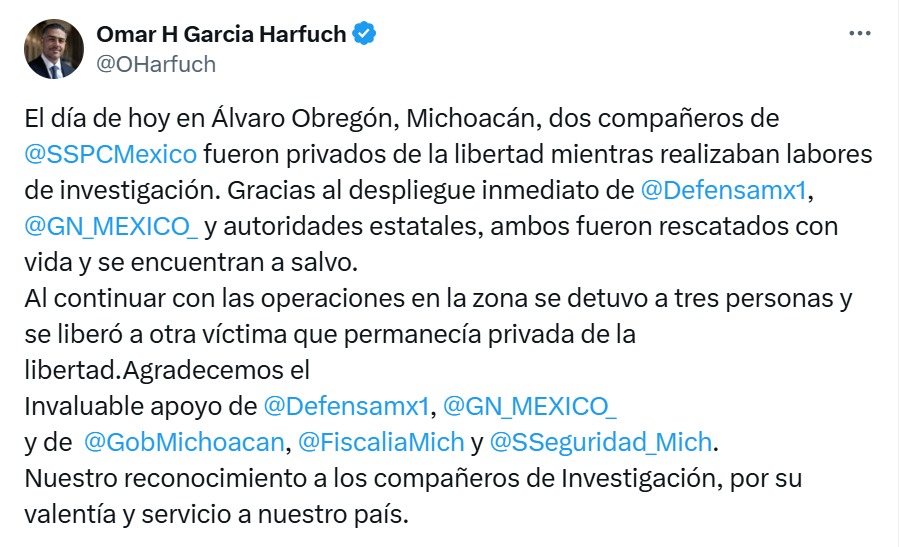 García Harfuch en X
