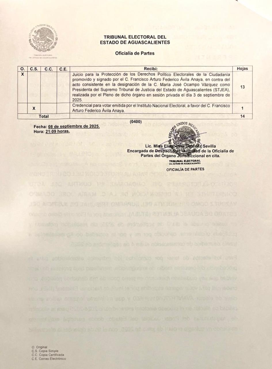 Impugnación de Arturo Ávila