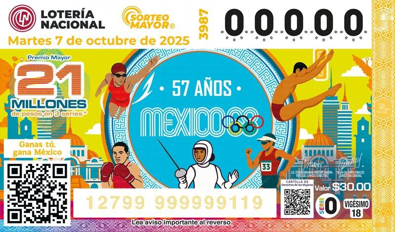 Billete México 68 Lotería Nacional