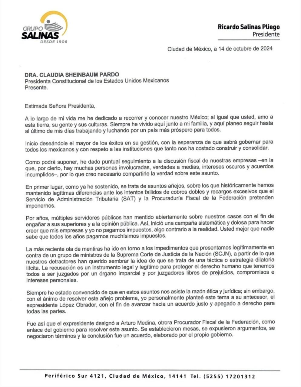 Carta Grupo Salinas 