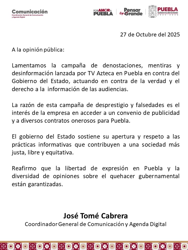 Comunicado Pepe Tomé