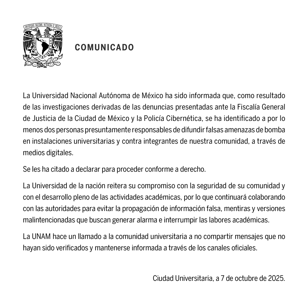 Comunicado UNAM