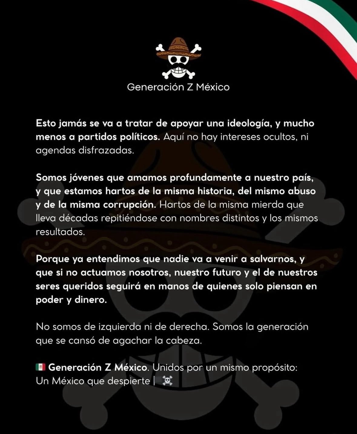 Convocatoria a la marcha de la generación Z