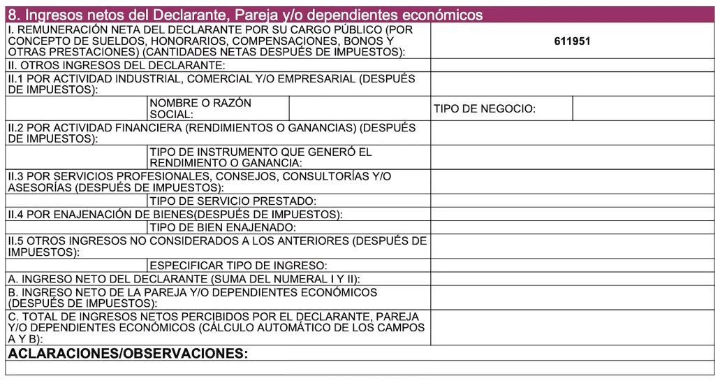 ¿Cuál es el sueldo de Alito Moreno como servidor público?
