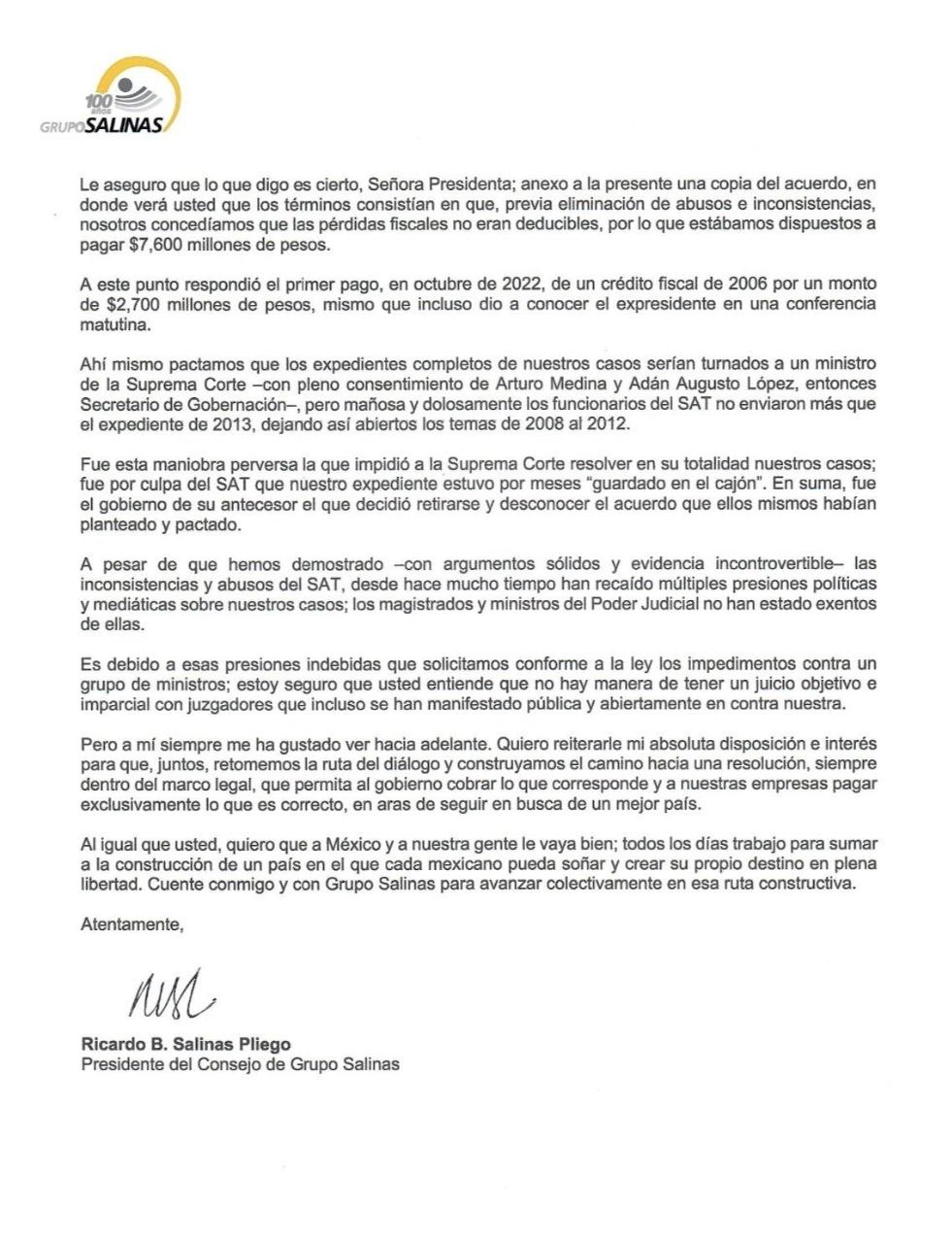 Grupo Salinas carta