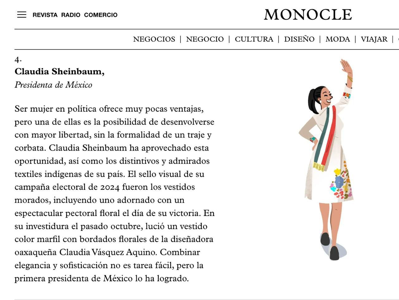 Monocle reconoce a Sheinbaum