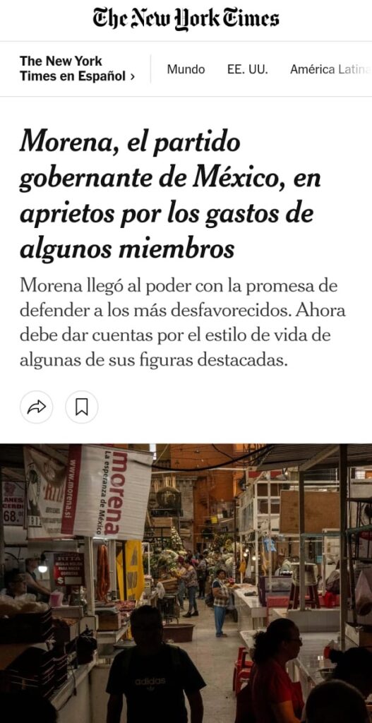 Nota NYT sobre Morena