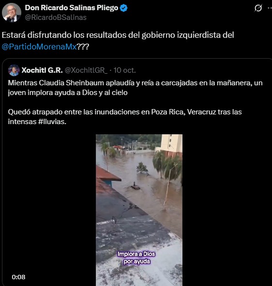 Salinas Pliego se burla de damnificados