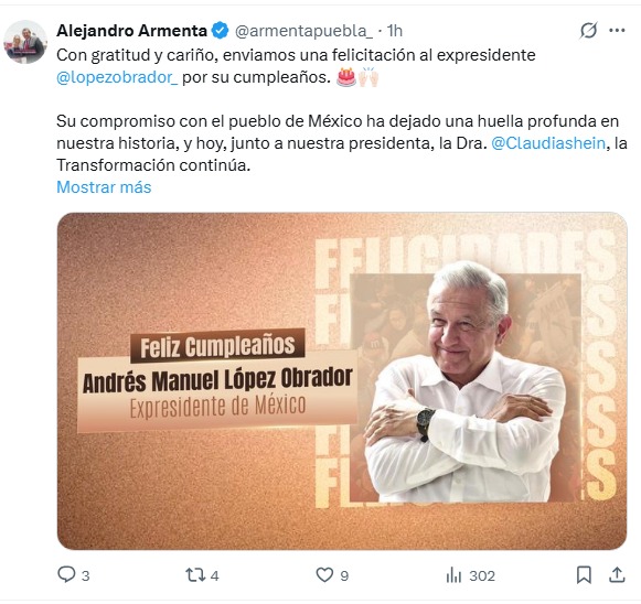 AMLO felicitación de Armenta