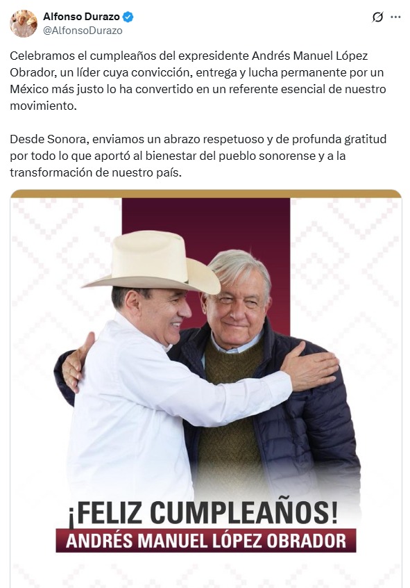 AMLO felicitación de Durazo