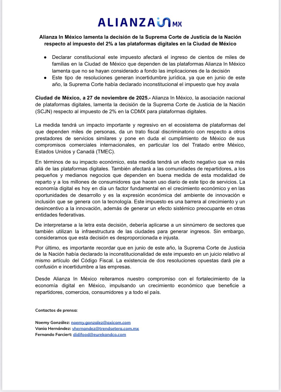Comunicado Uber