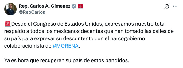 Congresista de EU respalda marcha de la Generación Z