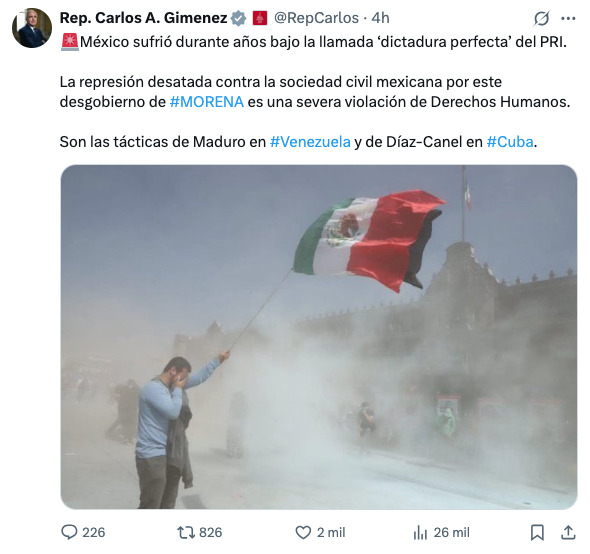 Congresista de EU respalda marcha de la Generación Z