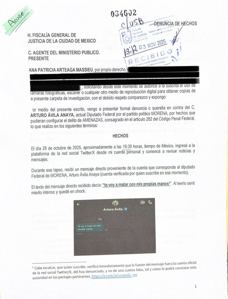 Denuncia Ana Patricia Arteaga
