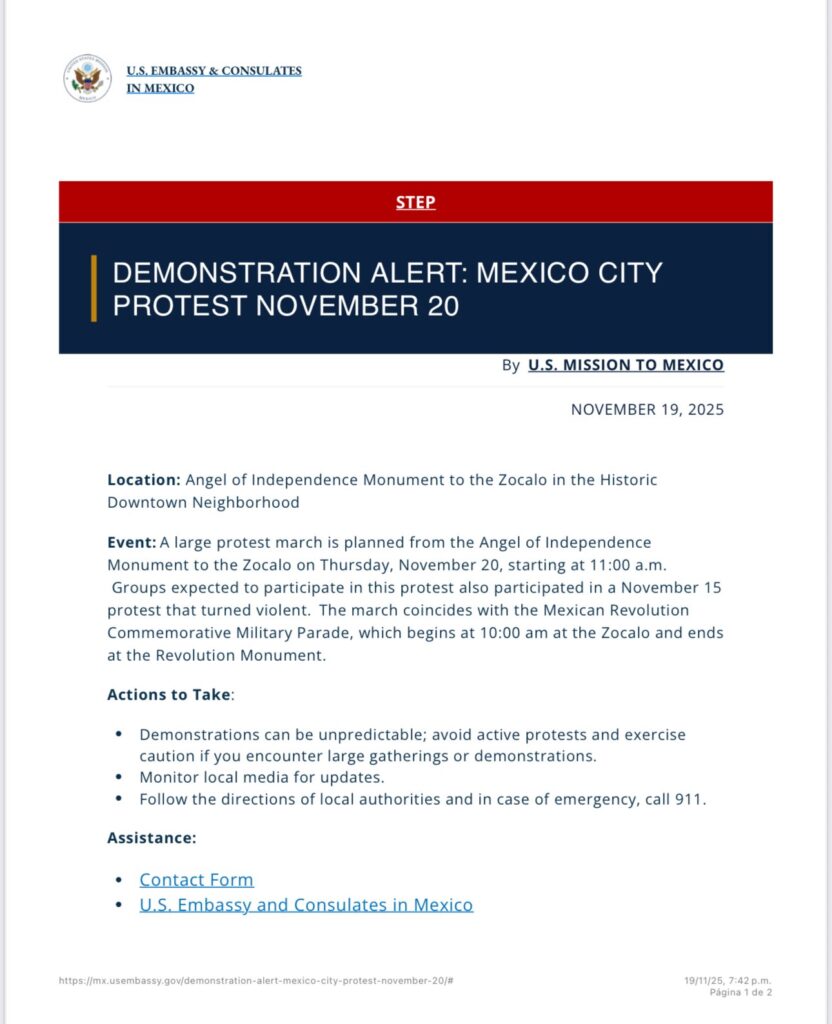 Embajada de EU alerta