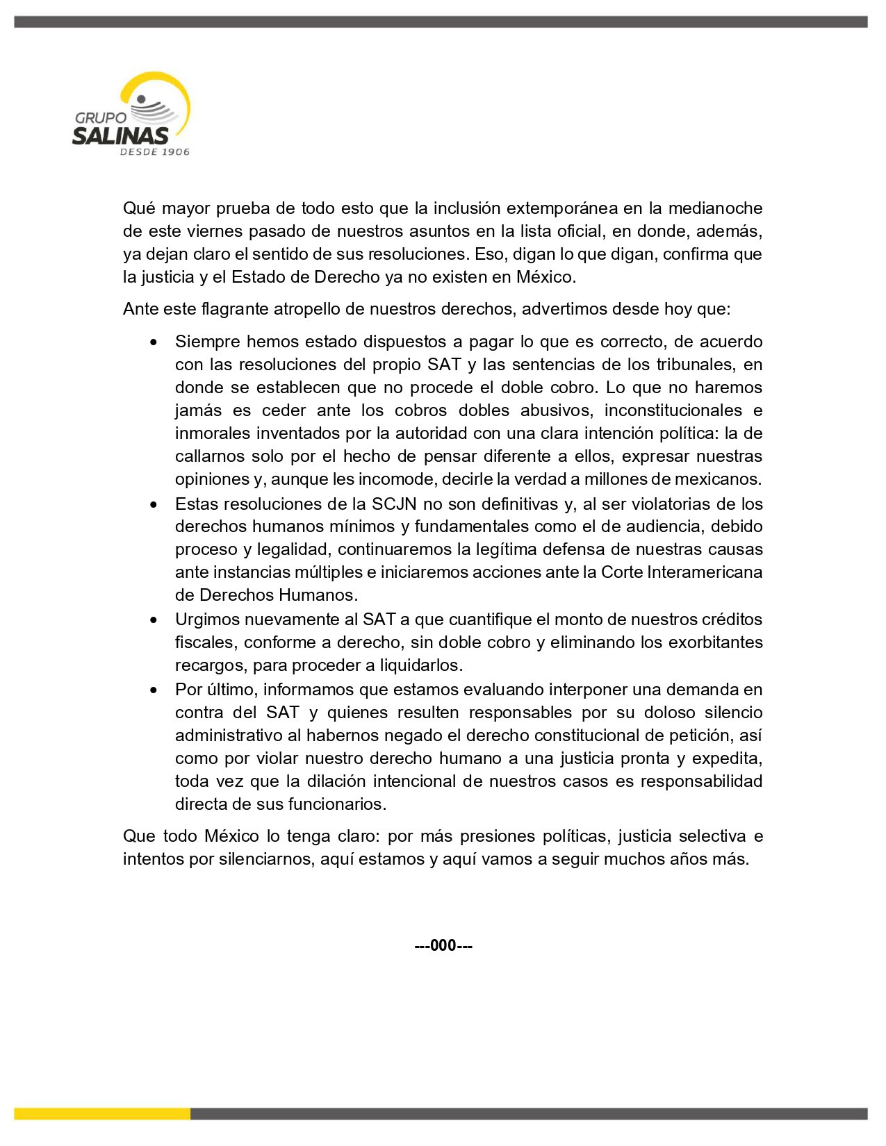 Grupo Salinas busca golpear más al gobierno