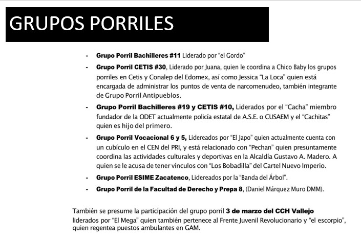 Morena exhibe grupos porriles