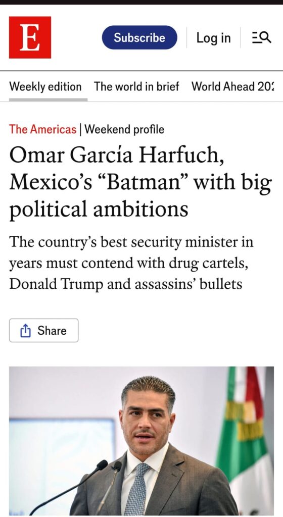 Artículo de Harfuch en The Economist