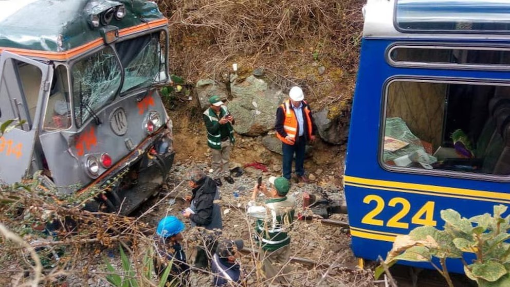 choque de trenes en Machu Picchu