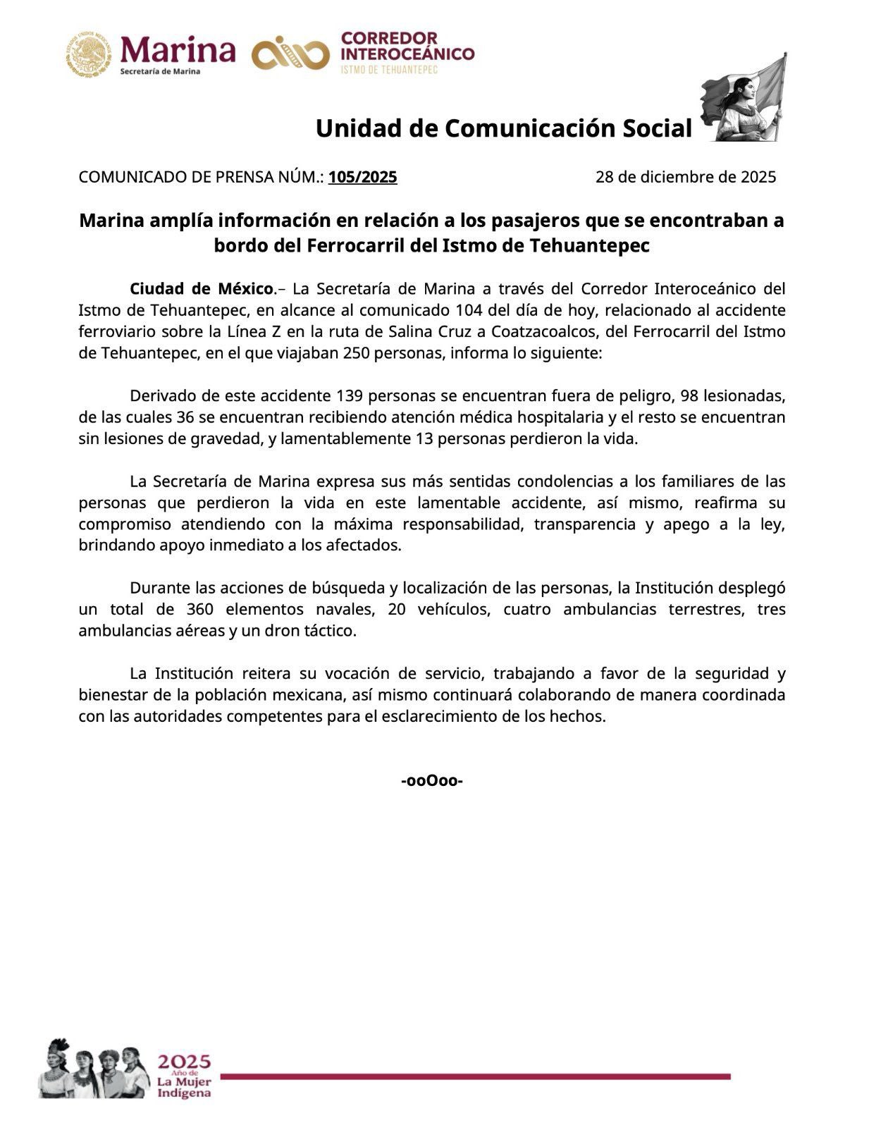 Comunicado Marina Tren Interoceánico