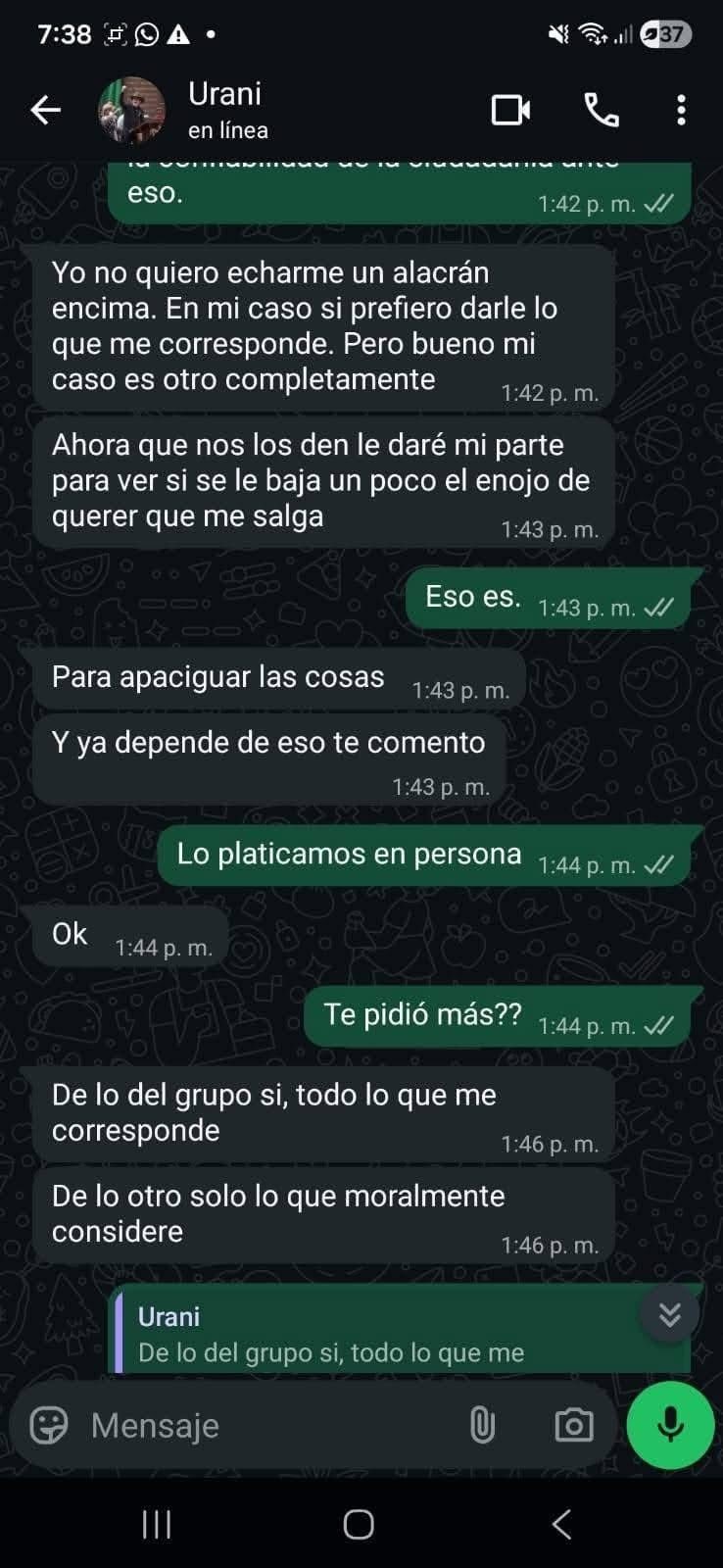Conversación filtrada Tafolla 