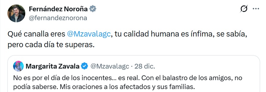 Fernández Noroña contra Margarita Zavala