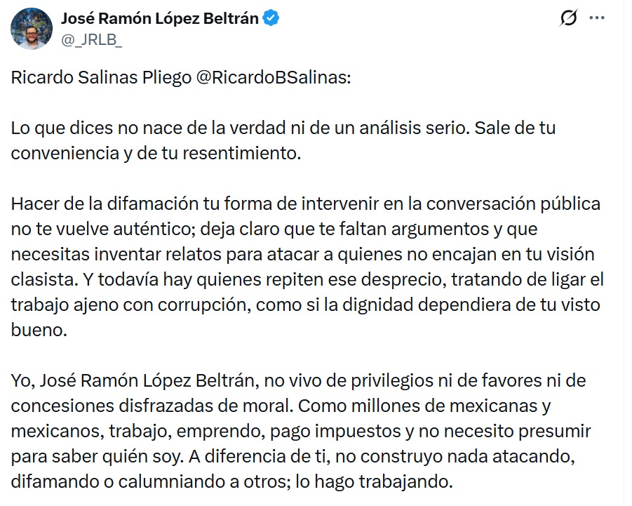 José Ramón López responde a Salinas