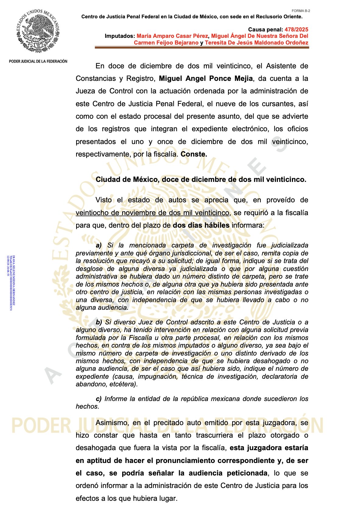 María Amparo Casar audiencia