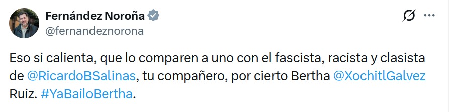 Noroña responde a Xóchitl