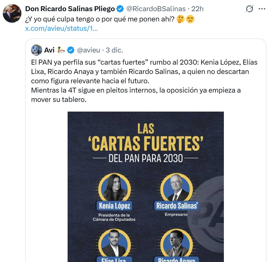 Salinas Pliego rechaza al PAN