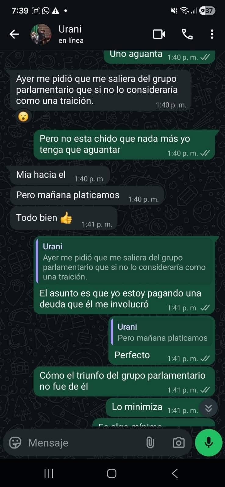 Tafolla mensajes filtrados