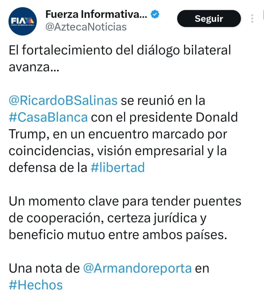 TV Azteca promueve reunión de Ricardo Salinas