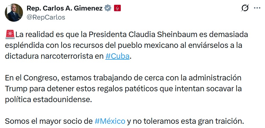Carlos Gimenez contra Sheinbaum