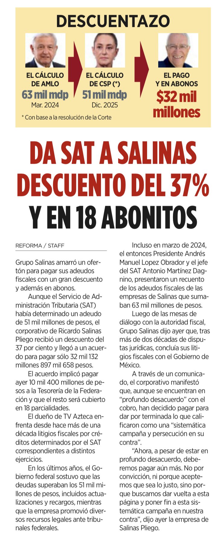 Columna Reforma descuento a RSP 