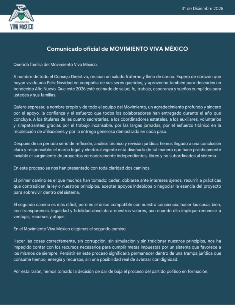 Comunicado Viva México