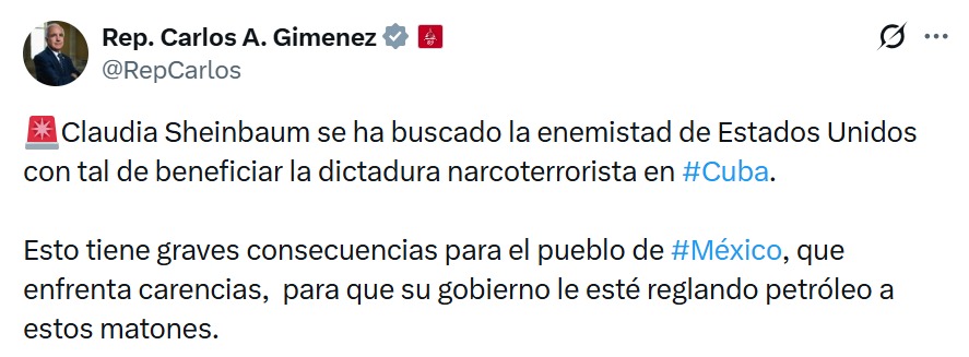 congresista ataca a Sehinbaum 