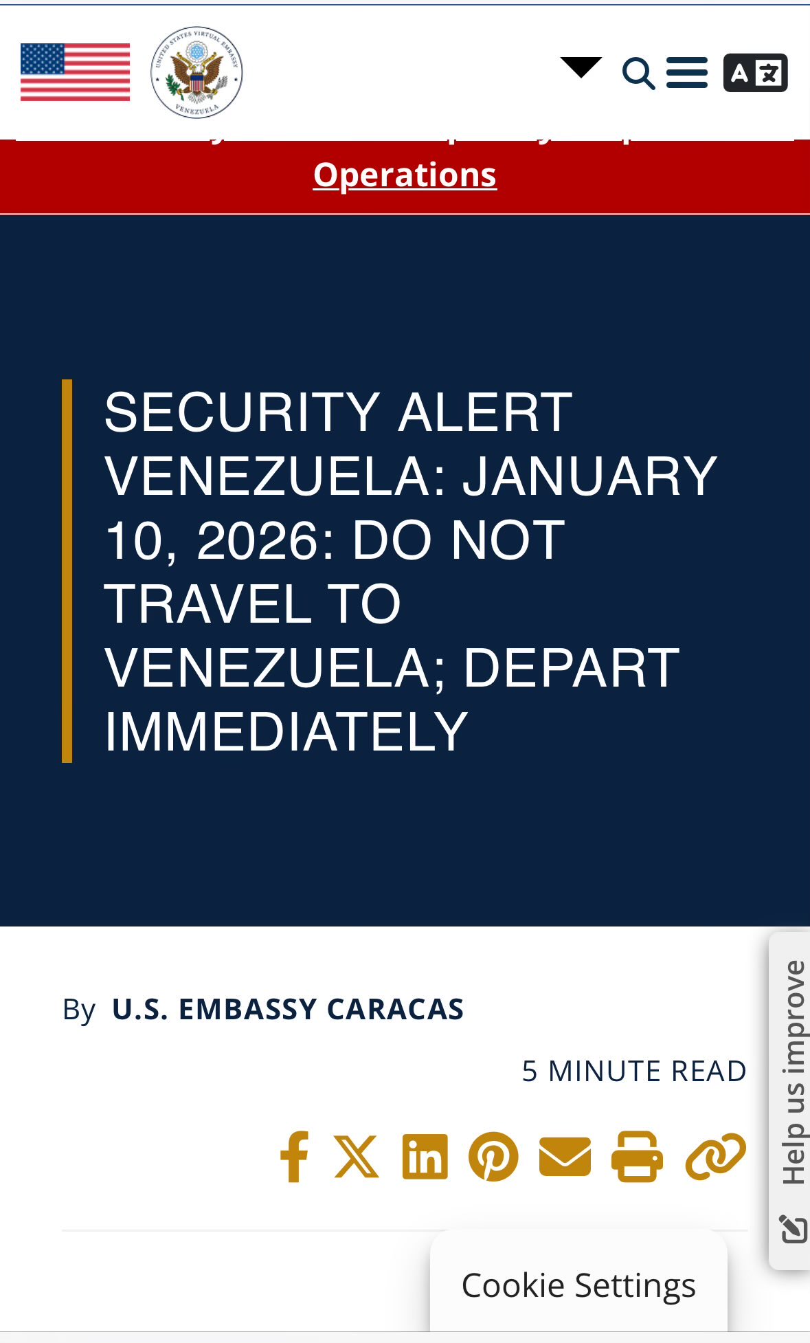 EU emite alerta de viaje a Venezuela