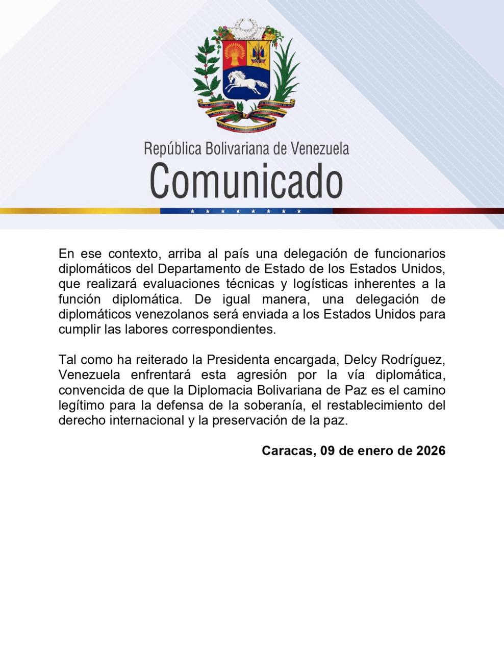 Gobierno de Venezuela comunicado