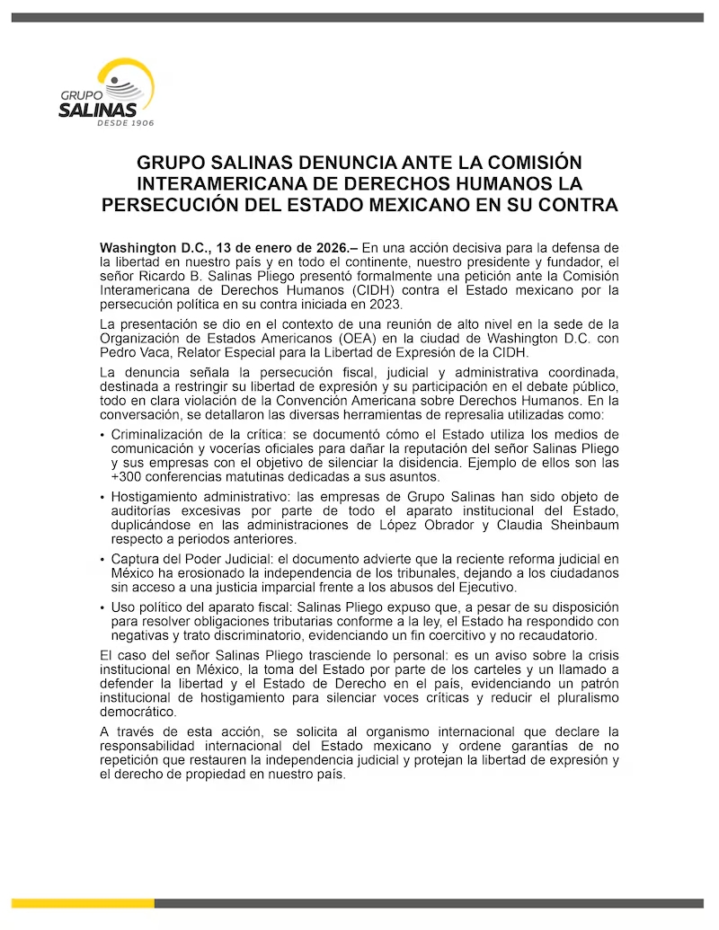 Salinas Pliego en la CIDH