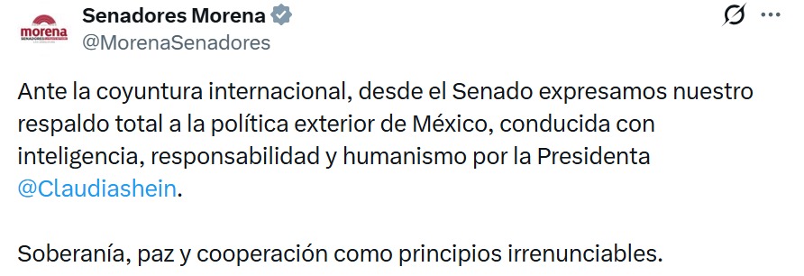 senadores Morena respaldan a Sheinbaum