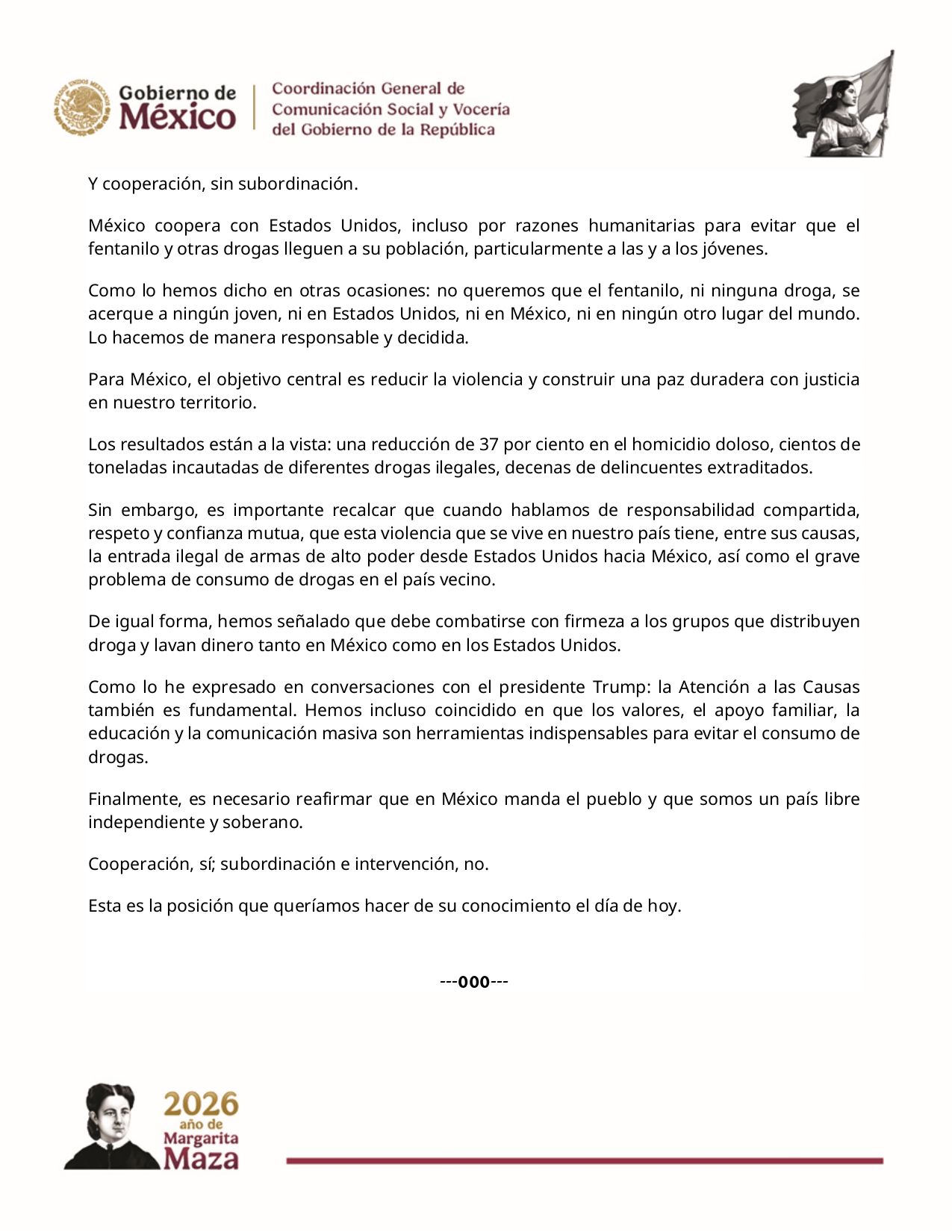 Sheinbaum fija postura ante intervención de EU en Venezuela