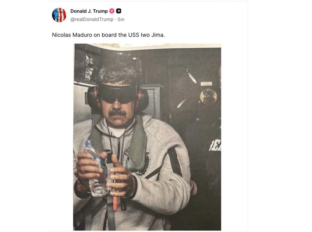Trump revela foto de Maduro detenido