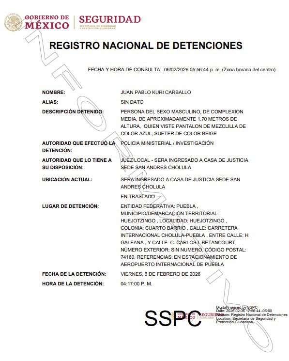 detención Juan Pablo Kuri